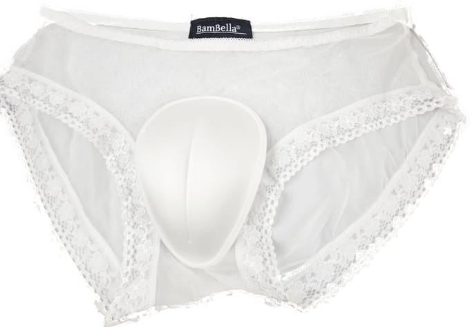 BamBella ® - Slip - maat Onesize S M L -Wit LGBTQ drag queen onderbroek kant stof