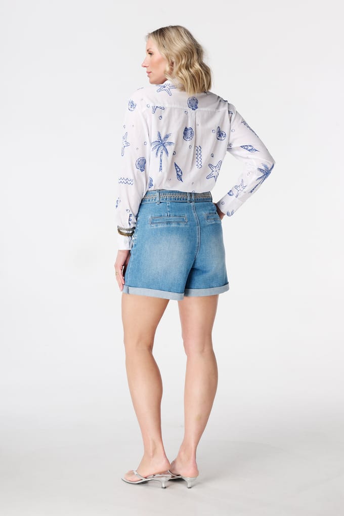 MS Mode Shorts Denim short met tailleband