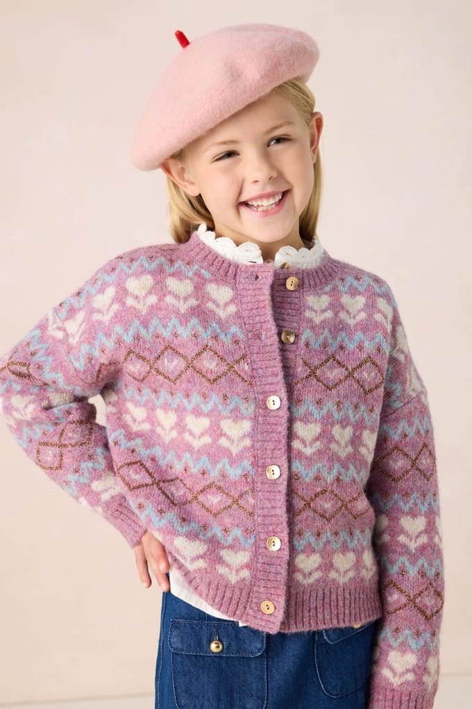 Sissy-Boy - Paars jacquard vest met print