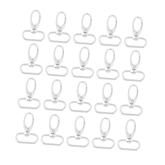 20 stuks zinklegering tas sluitingen draaibare karabijnhaken sleutelhanger sleutelring haken (25 mm) white