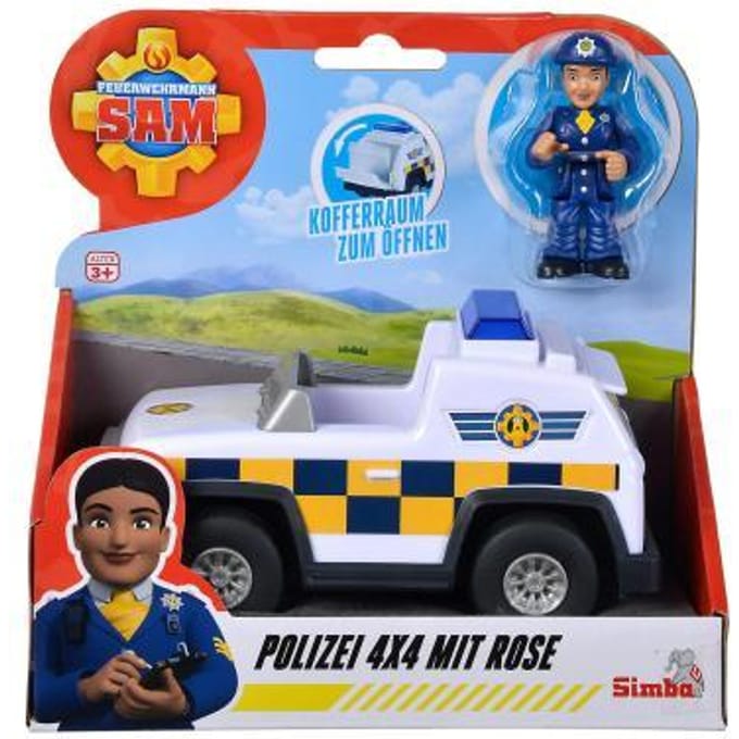 Simba - Brandweerman Sam - Politie - 4x4x met Rose Figuur - Speelgoedvoertuig