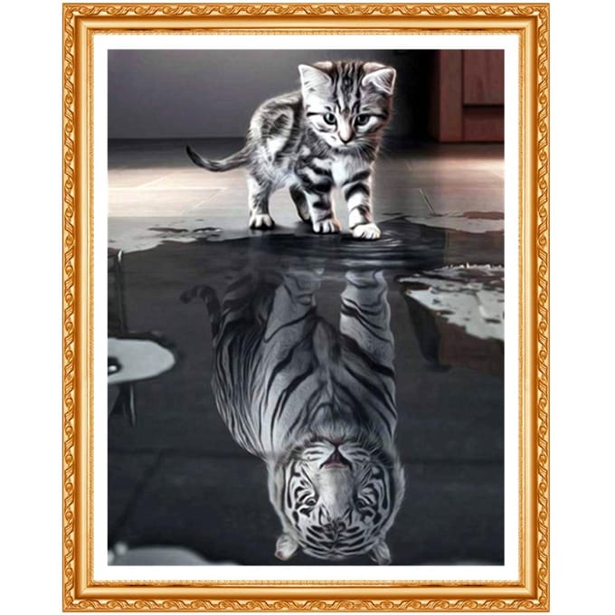 Broderie Diamant Kit Complet DIY Peinture Diamant Point de Croix Animaux Image Strass 20X30CM black