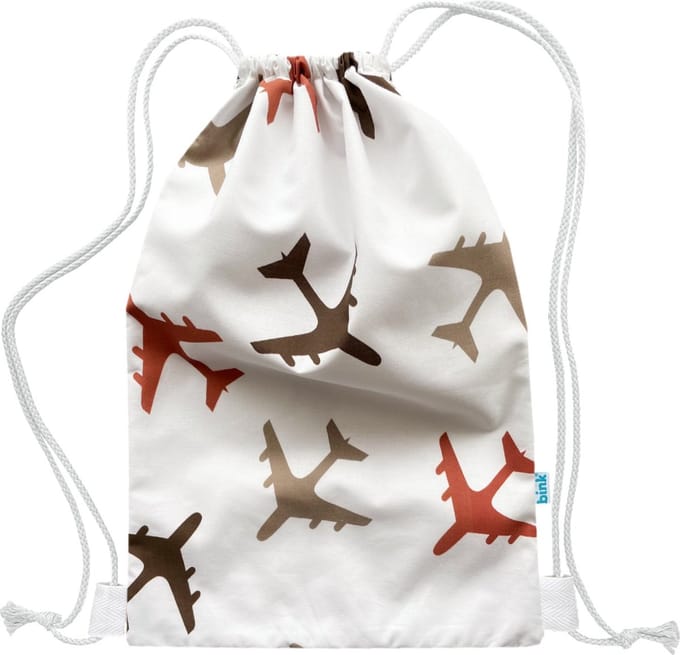 BINK Bedding Gymtas / Zwemtas Planes Choco 40 x 28 cm - kleuter - peuter