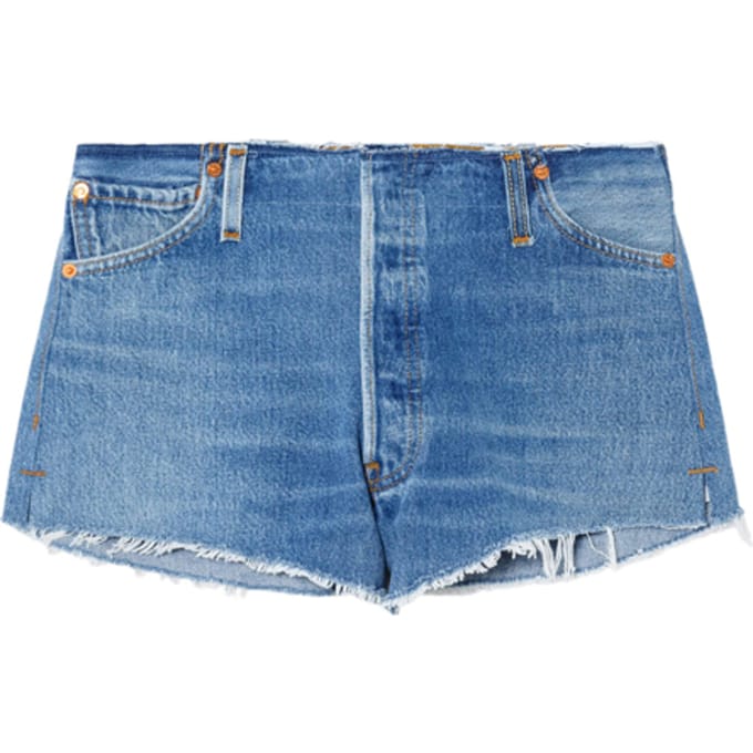 RE/DONE The Short Short Indigo Größe: 24 | Kurze Sporthosen Outlet | Damen | Blau