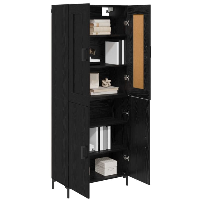 vidaXL - Highboard - 2 - st - Zwart - Eiken - 69,5 - x - 34 - x - 180 - cm - Bewerkt - hout