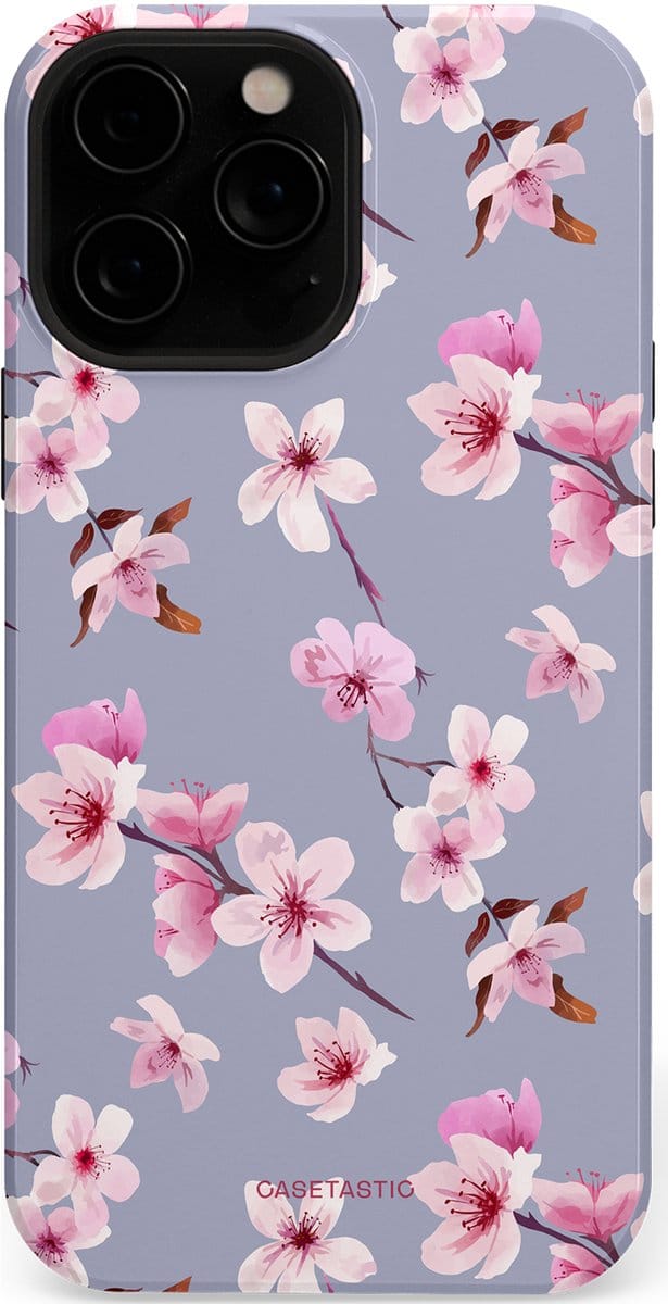 Casetastic hoesje geschikt voor Apple iPhone 13 Pro Max - MagSafe - Dubbellaagse bescherming - Bloemsem Bries - Fashion Case - Zilver Lichtroze Lila