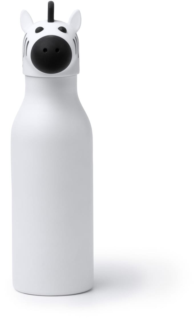 Thermosfles met dop met zebrakop, RVS dubbelwandig, 450ml en antidrup