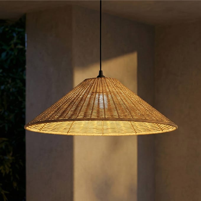 Lucande - Hanglampen buiten - 1licht - Rotan, ijzer - H: 20 cm - E27 - bruin, zwart
