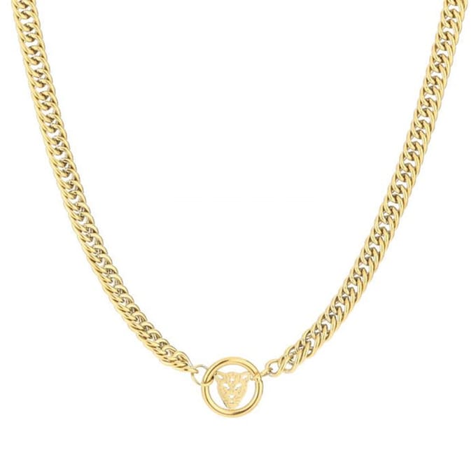 Bijoutheek Ketting Panter Kop Rondje Goud