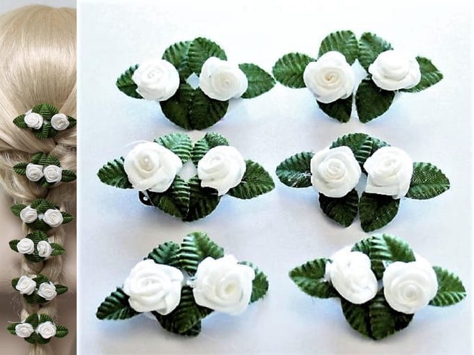 6 HAAR BLOEMEN CLICKS ROOSJES WIT