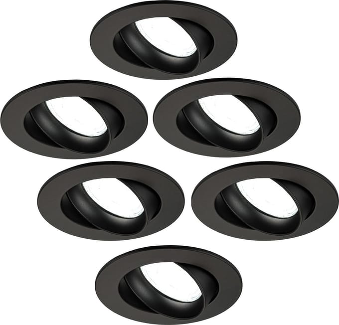 Ledvion - 6X LED Inbouwspot Rio - Zwart - Dimbaar - 3W - 6500K - Ø85 mm