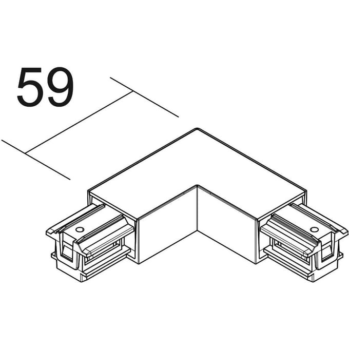 Ivela L-connector SQUARE 48 V, zwart, aardedraad rechts