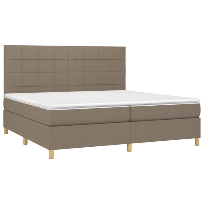 vidaXL - Boxspring - met - matras - en - LED - stof - taupe - 200x200 - cm