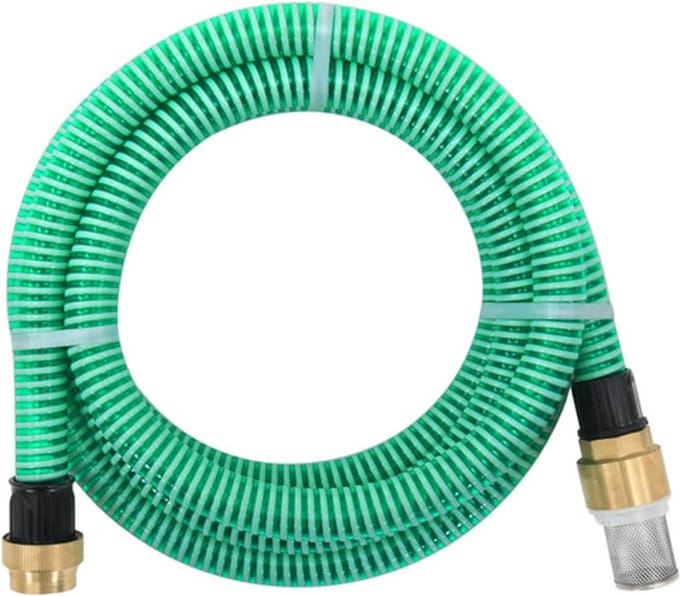vidaXL - Zuigslang - met - messing - koppelingen - 1,1'' - 7 - m - PVC - groen