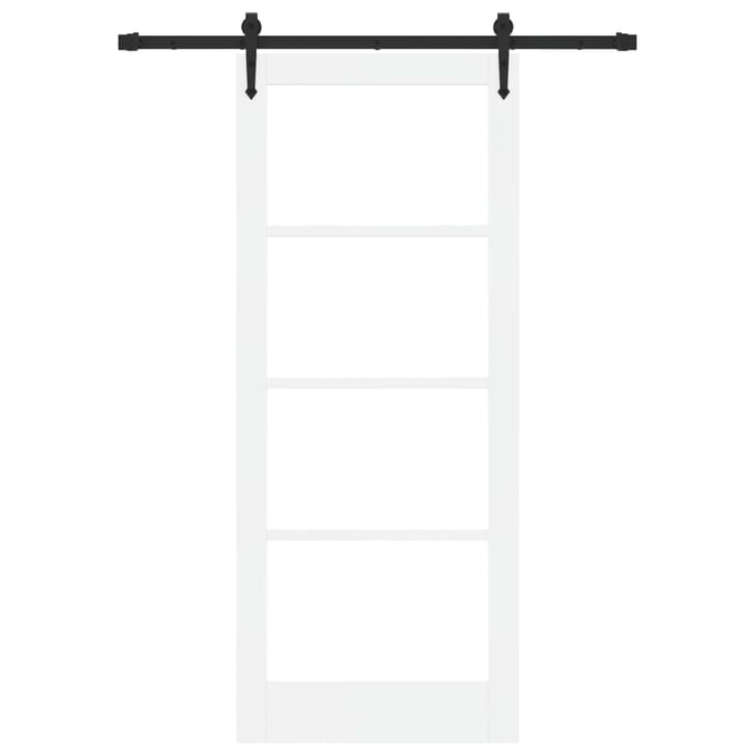 vidaXL - Schuifdeur - ORKDAL - 83 - x - 202 - cm - Massief - grenenhout - en - glas - Wit