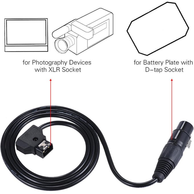 100cm/3.3ft D-Tap mannelijk naar XLR 4-pins vrouwelijk adapter voedingskabel snoer