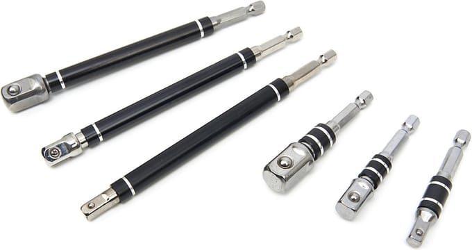 Professionele 6 Delige Bit - Dop Adapterset met HEX Aansluiting en Roterende Handgrepen