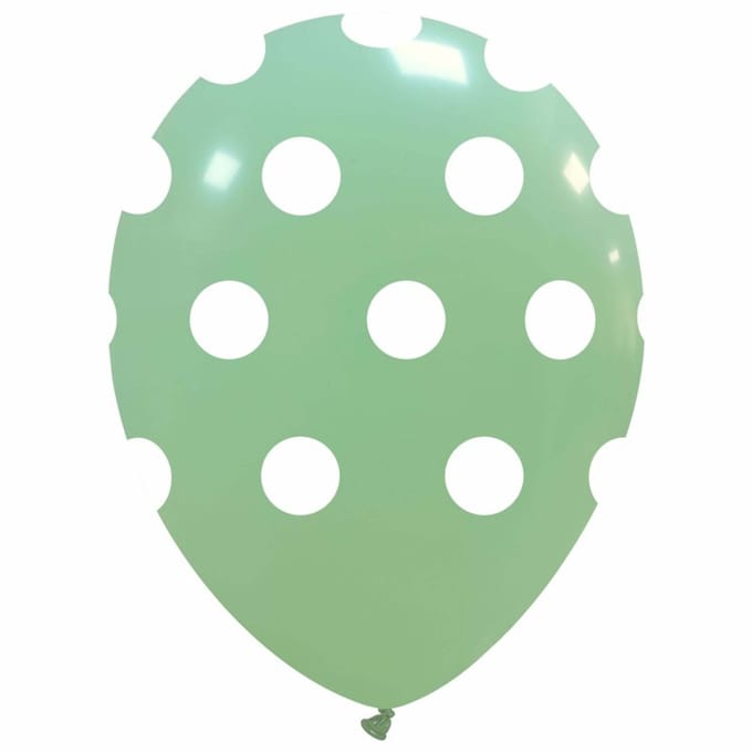Mintgroen Polka dots Ballonnen, 6 stuks, 30 cm