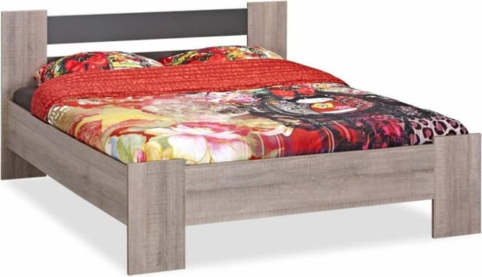 BEUK Bedframe 180x210 - Donker grijs hout - Baarle-Nassau | incl. middenbalk