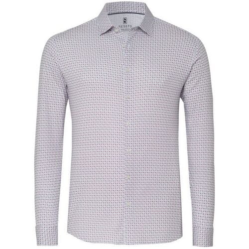 Desoto Overhemd Allover Minimal Pattern Wit-Bordeaux / male