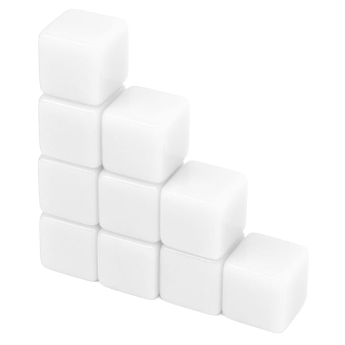 Ensemble de 30 dés 16 mm Dés vierges à six faces Cubes à écrire Jeu pour l'enseignement des mathématiques Éducation Blanc blanc
