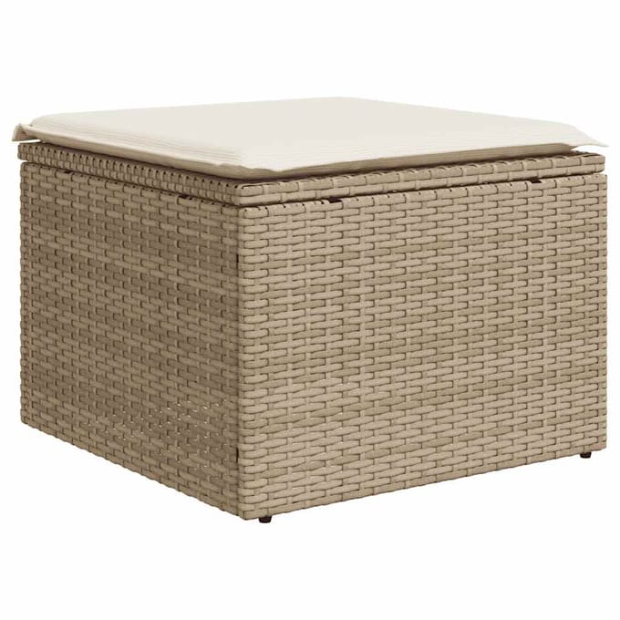 vidaXL - 4-delige - Loungeset - met - kussens - poly - rattan - beige