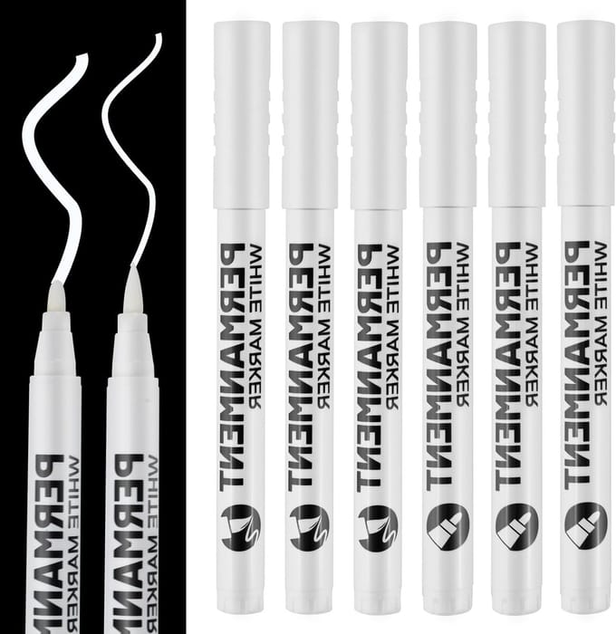 Set van 6 Waterdichte Witte Markers voor Acrylverf, Sneldrogend en Multifunctioneel voor DIY Kaarten en Handgemaakte Projecten