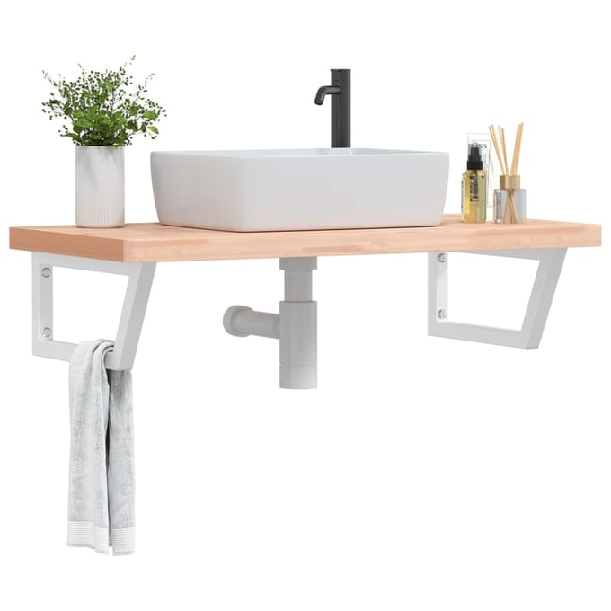 vidaXL - Badkamer - wandschap - staal - en - massief - beukenhout