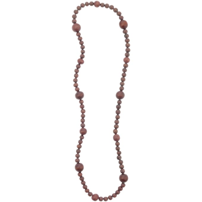 Behave – Ketting – Hout – Dieprood – Vintage stijl – 88 cm