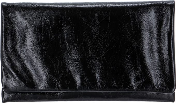 abro Leren Koppeling Avondtas Leather Athene Clutch Bag Black / Nickel Zwart
