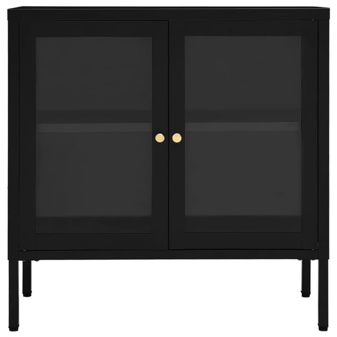vidaXL - Dressoir - 70x35x70 - cm - staal - en - glas - zwart