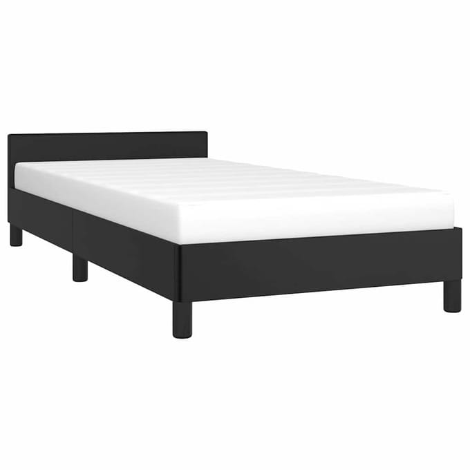 vidaXL - Bedframe - met - hoofdeinde - zonder - matras - 90x200 - cm - zwart