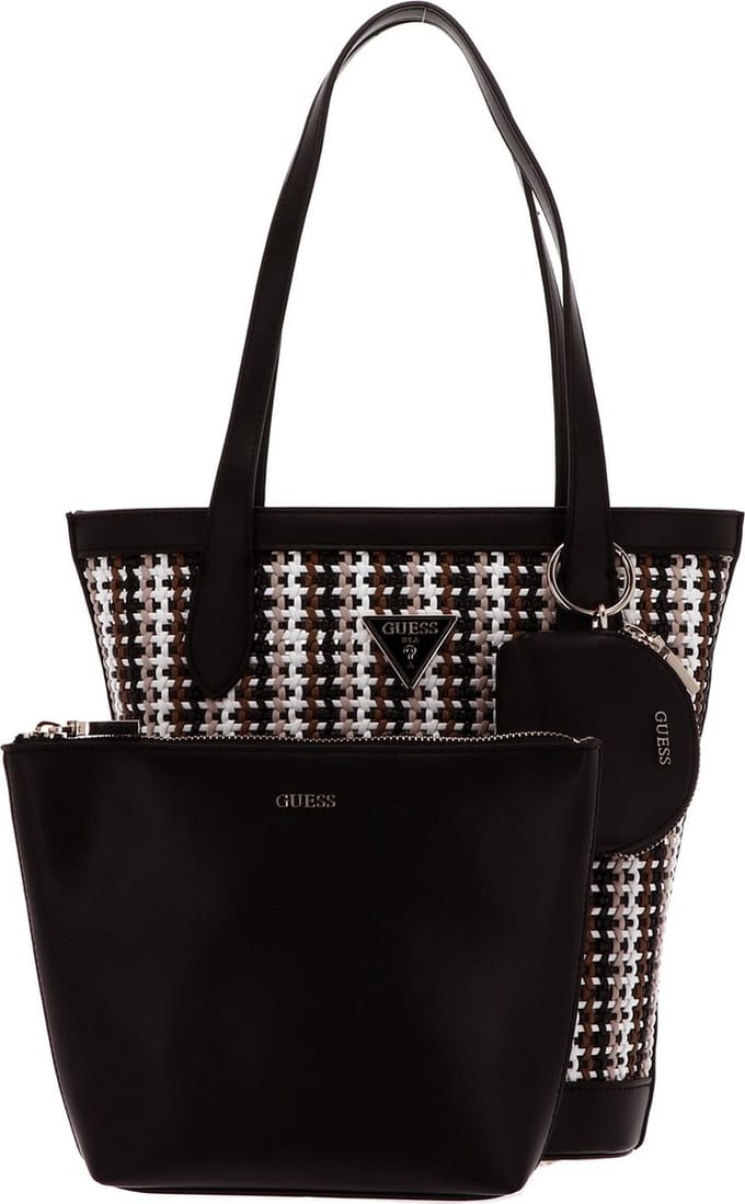 GUESS Schoudertas Shopper Emelda Tote Bag Black Multi Veelkleurig