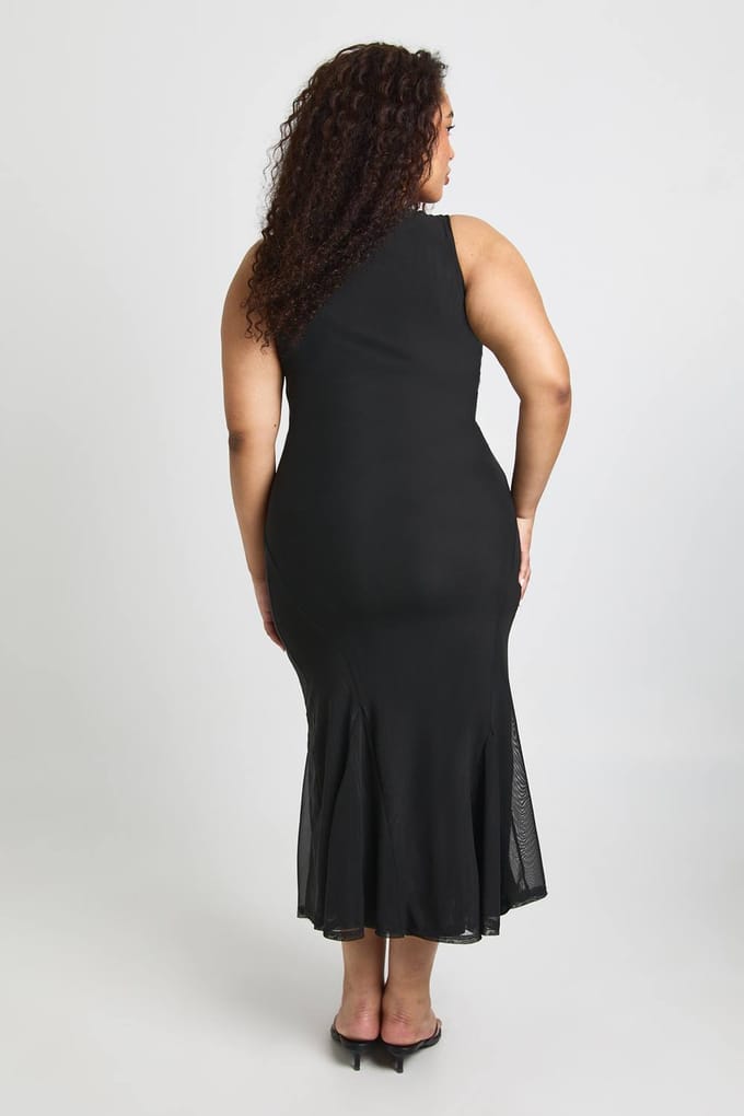 boohoo Dames Plus Kanten Slip Jurk | Zwart | Maat: 44