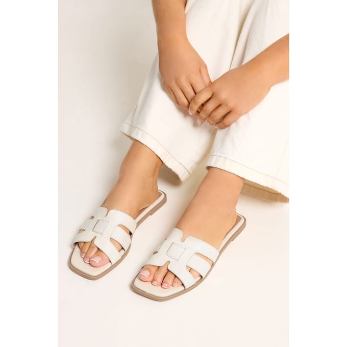 Yours Witte Cutout Mulesandalen In Brede Epasvormsize 37EEE