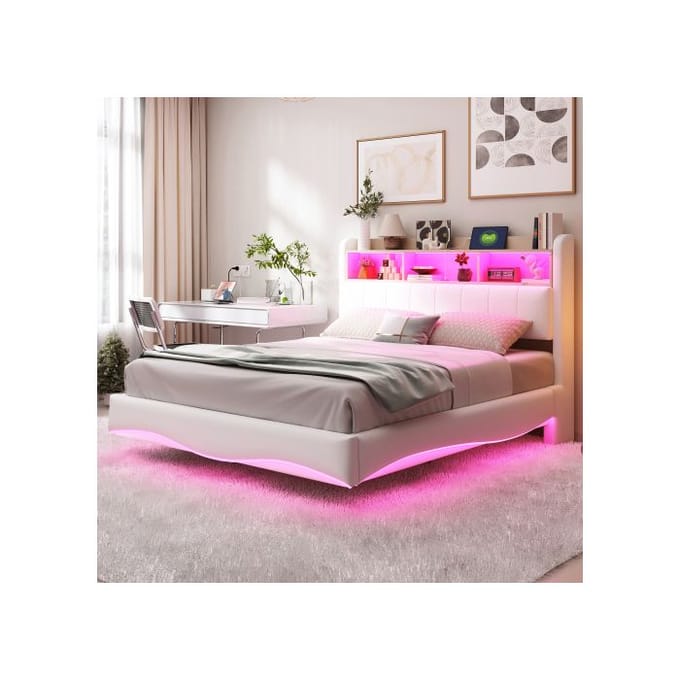 Lit mural - MUVOE - 140x200 - Lin beige - LED - USB Type-C beige