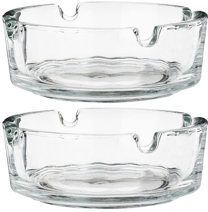 Glazen asbak 8 cm, 2 stuks.