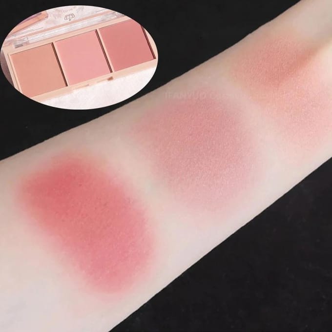 3 Kleuren Matte Blush Palette Draagbare Oogschaduw Make-up Contour Schaduw Multifunctionele Gezichtsrouge white