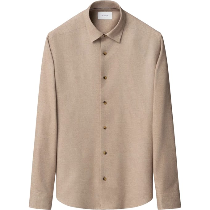 Eton  Lange Mouw Overhemden Beige 100014457