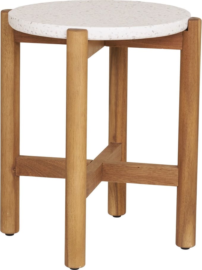 House Nordic Sidetable Terracina Acacia Naturel/Wit Ø37cm
