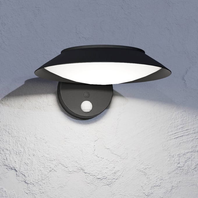 EGLO Cerrisi Solar Wandlamp Buiten - 25 cm - Zwart/Wit - Bewegingssensor