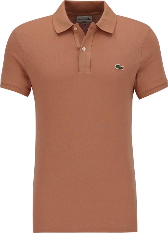 Lacoste Slim Fit polo - pecannoot bruin