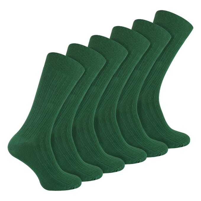 Sock Snob - Heren effen gekleurde katoenrijke geribbelde sokken - 6 paar