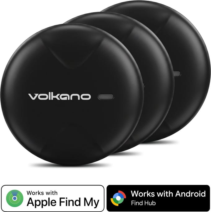 Volkano GPS Tracker - Werkt met Apple Find My & Android Find my Device - Bluetooth Tracker - Zwart - 3 Pack