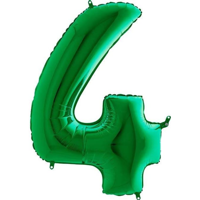 Ballon en Aluminium Chiffre 4 Vert - 102 Cm Grabo
