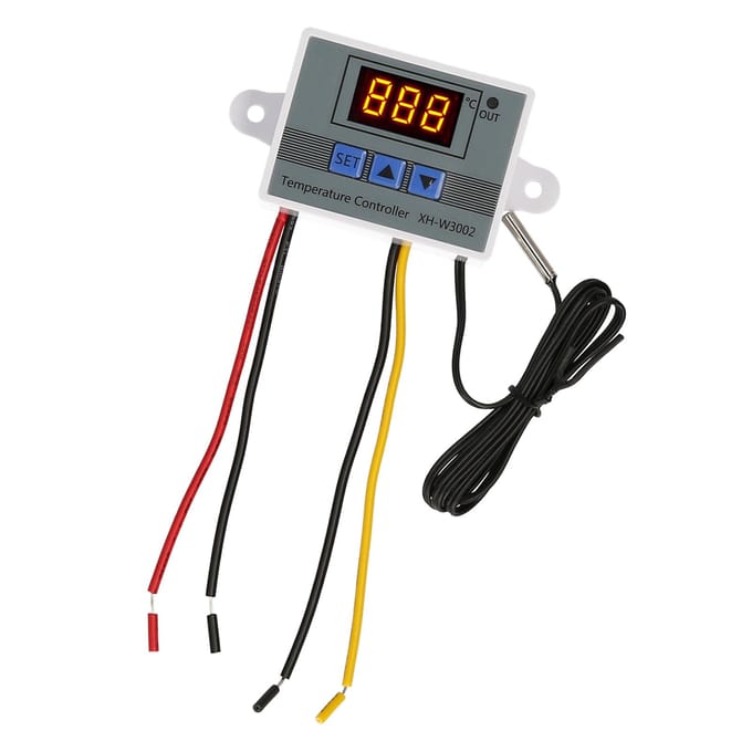 Elektronische temperatuurregelaar met LED-display, thermostaatmodule, temperatuurregelmodule, schakelaar met waterdichte behuizing. XH-3002 12V 120W wit