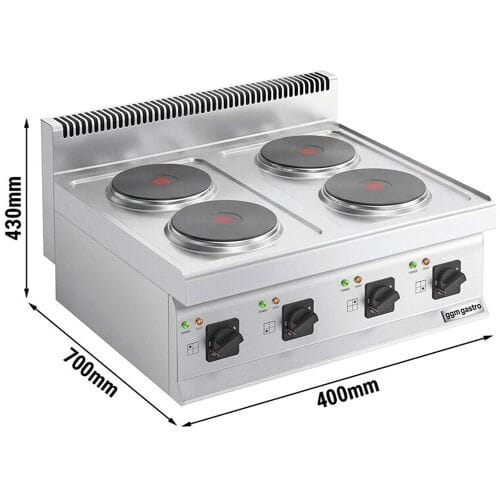 GGM Gastro Elektroherd - 9,2 kW - 4 Platten Rund Zilver