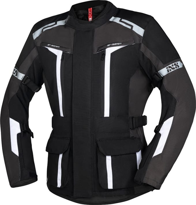 IXS Evans-ST 2.0 Waterdichte Touring Zwart Grijs Wit Textiele Motorjas - Jas