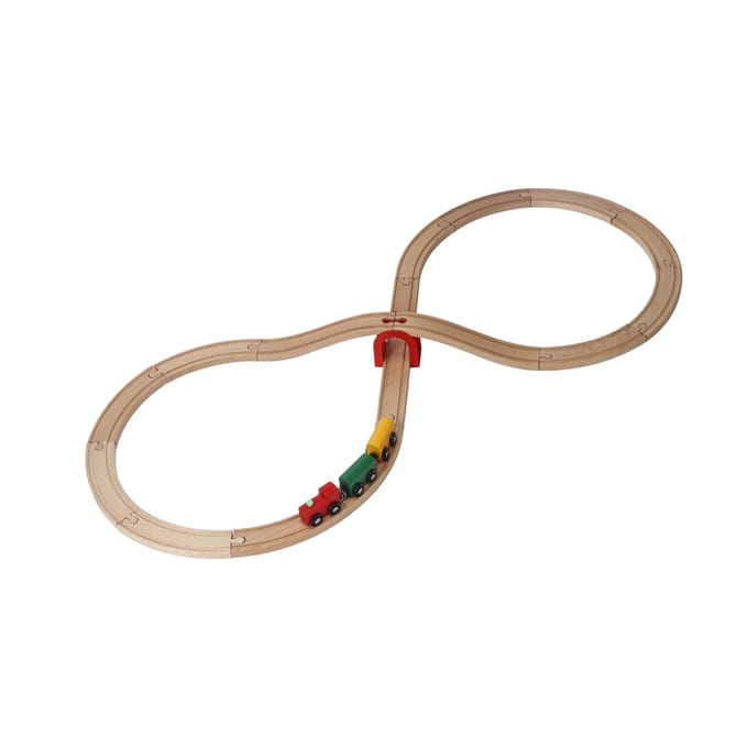 Houten treinbaan speelgoed 20-delig treinset voor kinderen.