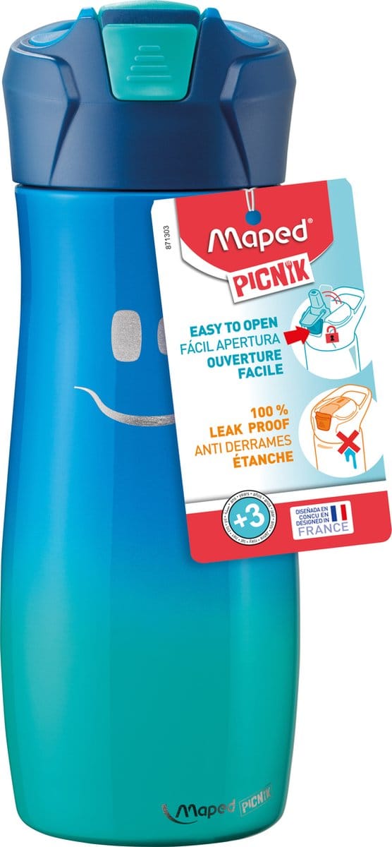 Maped Picnik Kids collection Waterbottle Stainless steel. 19.6 oz/ 580 ml